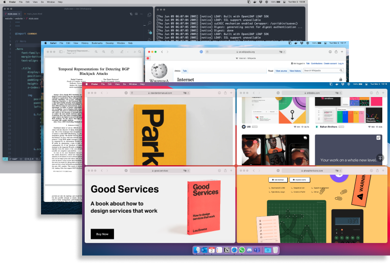 Three screenshots of macOS desktops running Mosaic stacked on top of each other